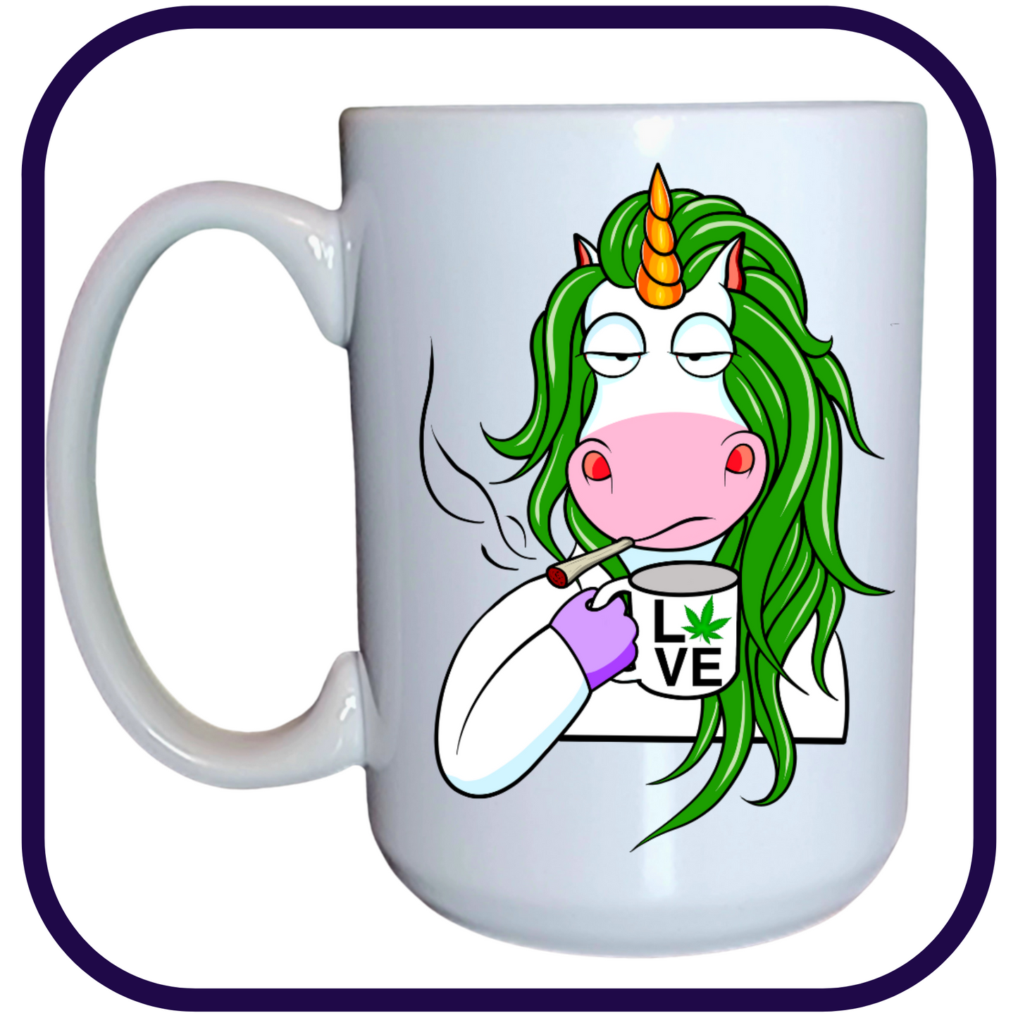 Cannabis Smoking Unicorn Love - 15oz Ceramic Mug