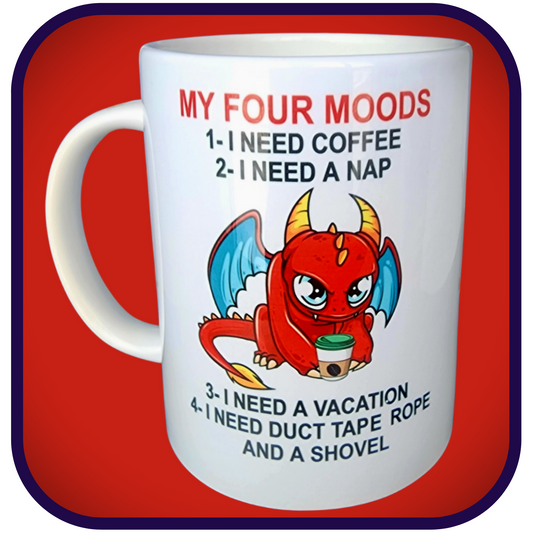 Dragon: My Four Moods - 15oz Ceramic Coffee Mug